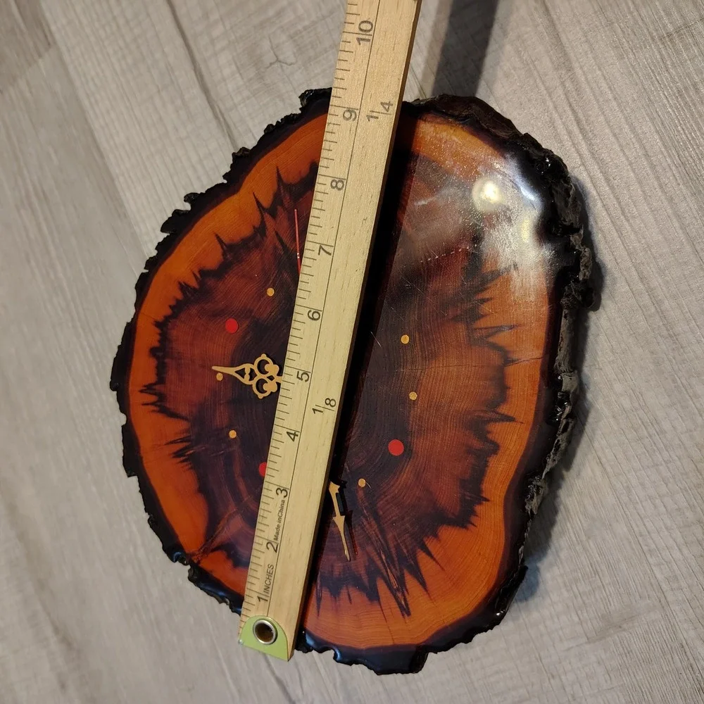 VTG Live Edge Wood Slab Wall Clock Junghans Quartz Movement Made in Germany MCM
